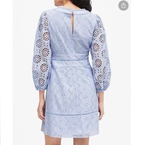 Banana Republic Light Blue Eyelet Long Sleeve Dress - Picture 2 of 13